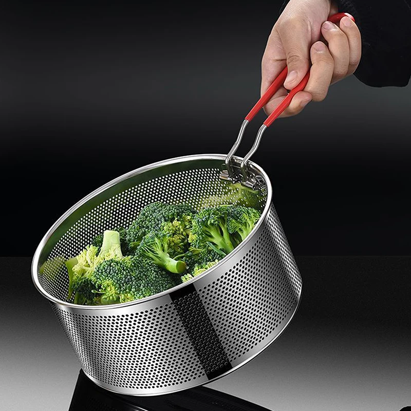1PC Stainless Steel Fried Mesh Kitchen Fry Basket Cooking Basket Fry Pan Oil Pan Strainer Noodle Spoon Colander French Fries