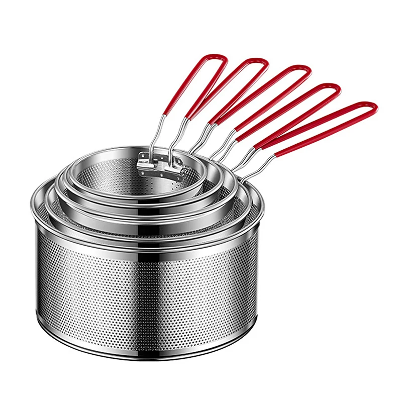 1PC Stainless Steel Fried Mesh Kitchen Fry Basket Cooking Basket Fry Pan Oil Pan Strainer Noodle Spoon Colander French Fries