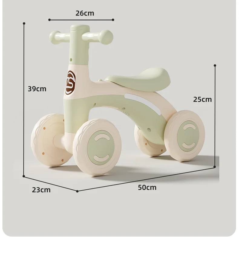 Baby Glider Bike Four-Wheel Toddler Walker Silent Wheels Anti-Tipping Children Balance Training Exercise Mini Ride-On Toys Gifts