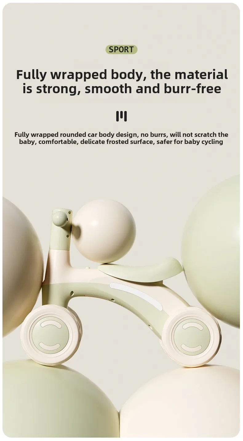 Baby Glider Bike Four-Wheel Toddler Walker Silent Wheels Anti-Tipping Children Balance Training Exercise Mini Ride-On Toys Gifts
