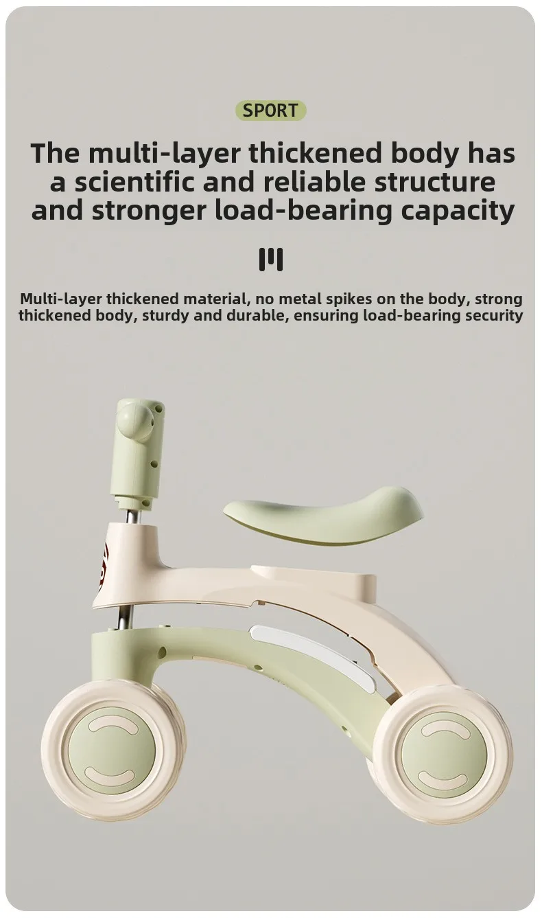 Baby Glider Bike Four-Wheel Toddler Walker Silent Wheels Anti-Tipping Children Balance Training Exercise Mini Ride-On Toys Gifts