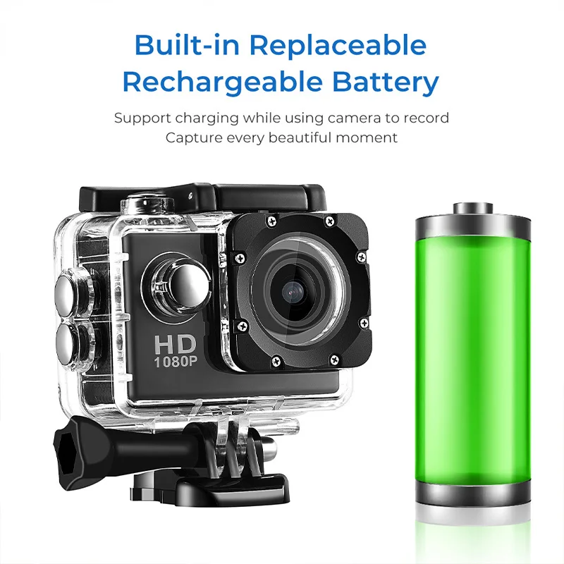 Underwater Waterproof Sports Camera Multifunctional Outdoor Riding Sports DV Skiing Diving Action Camera Video Camera For Helmet
