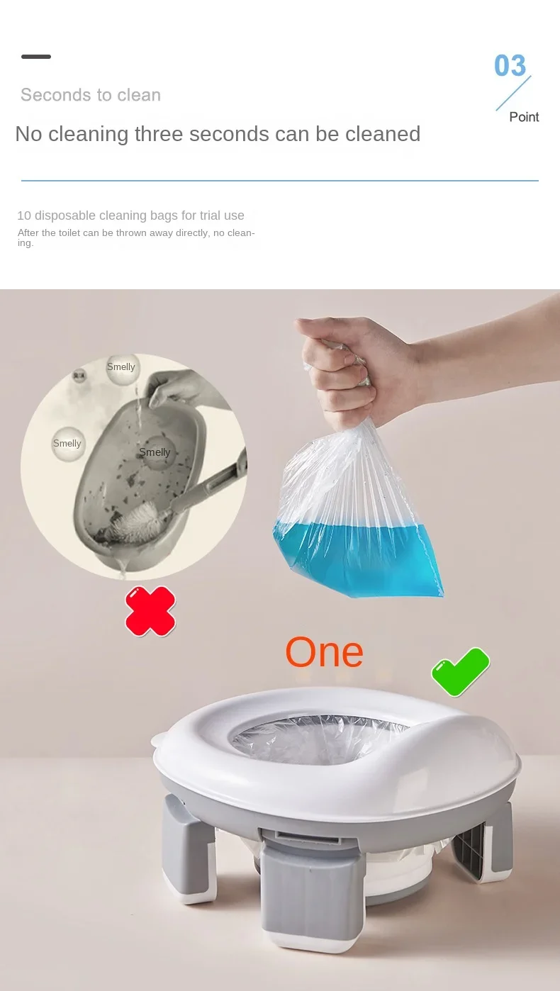 3 in 1 Travel Toilet Seat Foldable Children Potty with Bags Baby Pot Portable Silicone Baby Potty Training Toilet Seat for Kids