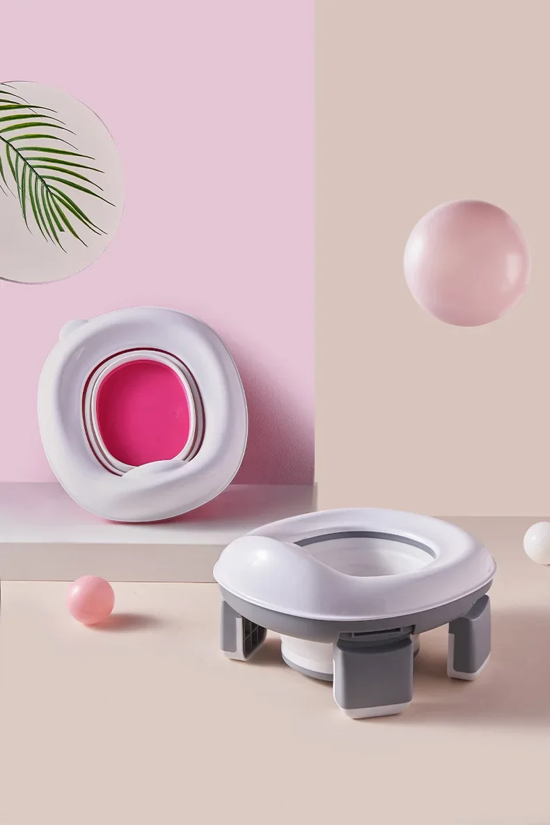 3 in 1 Travel Toilet Seat Foldable Children Potty with Bags Baby Pot Portable Silicone Baby Potty Training Toilet Seat for Kids