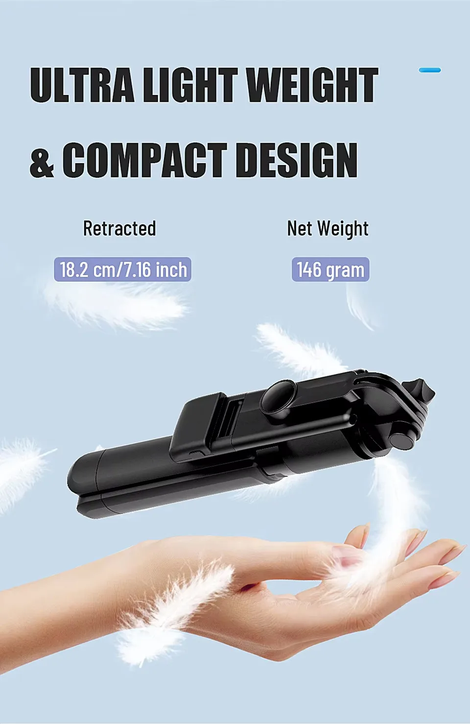 FANGTUOSI Phone Selfie Stick Tripod Bluetooth Remote Wireless Selfi Stick Phone Holder With Beauty LED Fill Light
