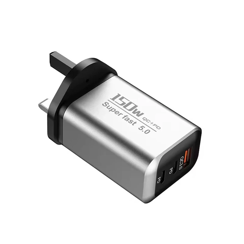 Lenovo 150W 3-Port Fast Charger PD QC3.0 Wall Charger USB-C Adapter For iPhone Samsung Xiaomi Multi Plug EU/US/UK Charger