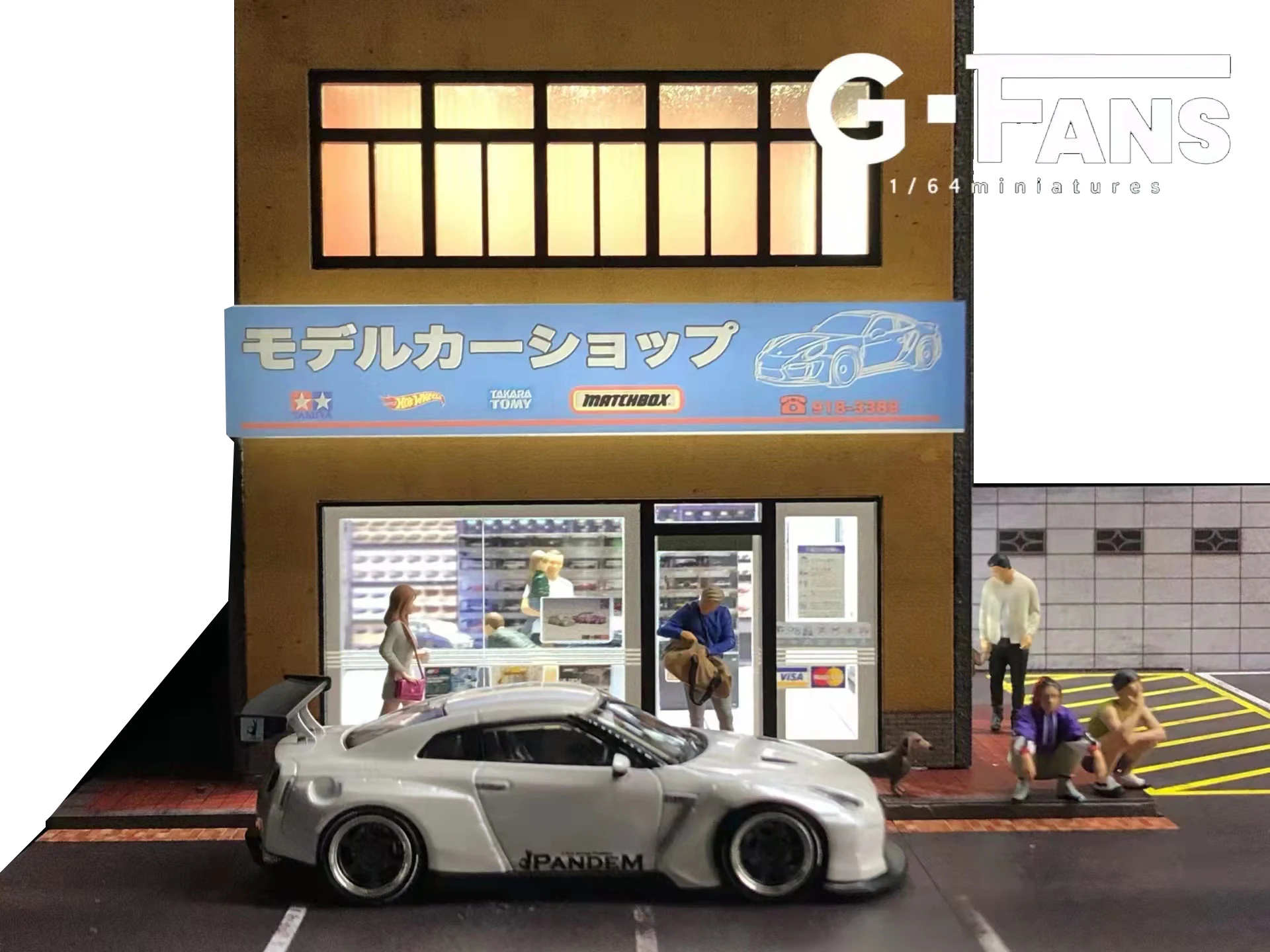 G Fans 1/64 Scale Diecast Car Garage Diorama Model Miniature Parking Lot Scene for Vehicle Display and Toy Background Collection