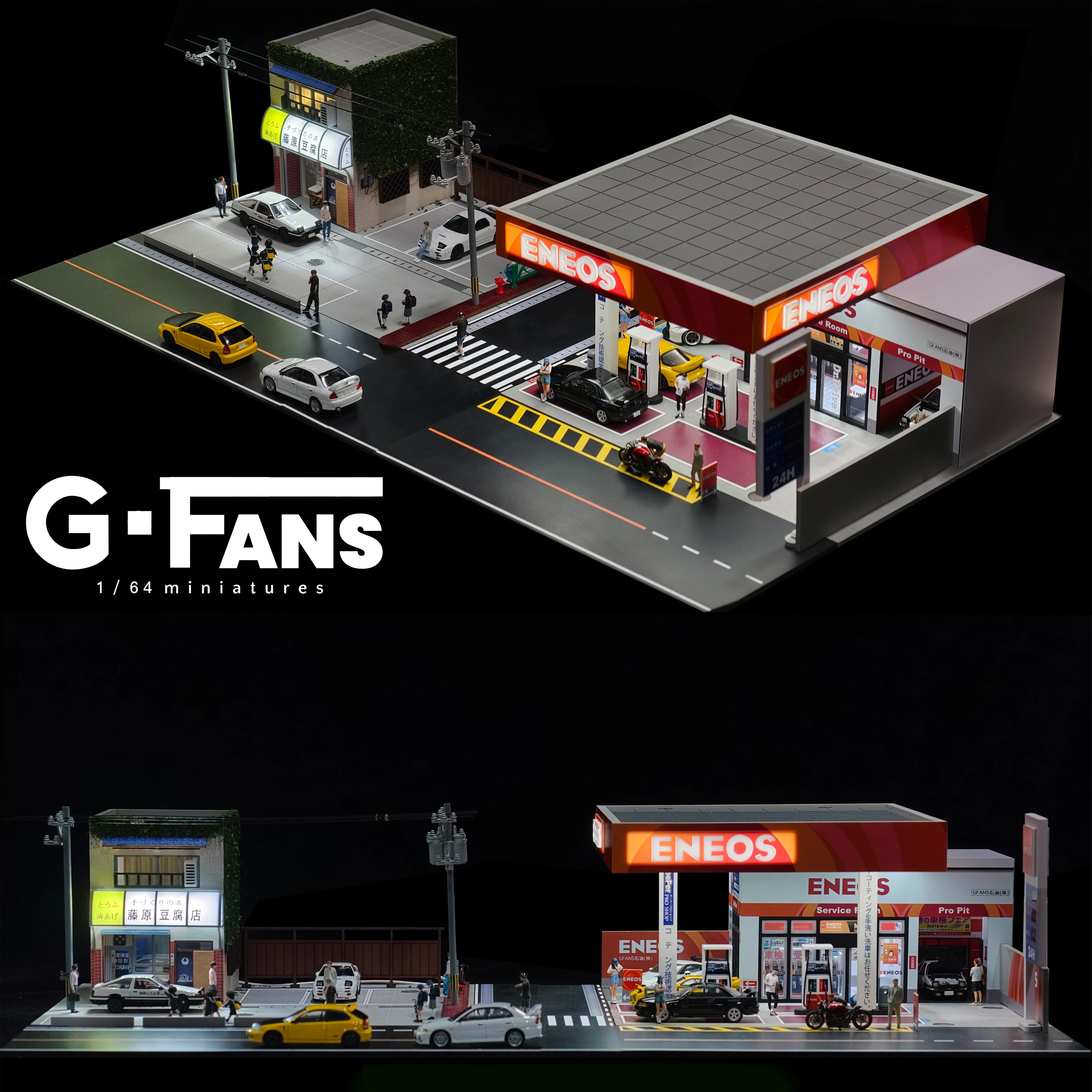 G Fans 1/64 Scale Diecast Car Garage Diorama Model Miniature Parking Lot Scene for Vehicle Display and Toy Background Collection