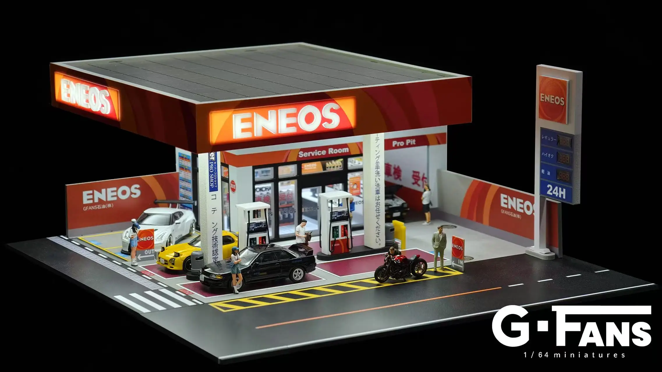 G Fans 1/64 Scale Diecast Car Garage Diorama Model Miniature Parking Lot Scene for Vehicle Display and Toy Background Collection