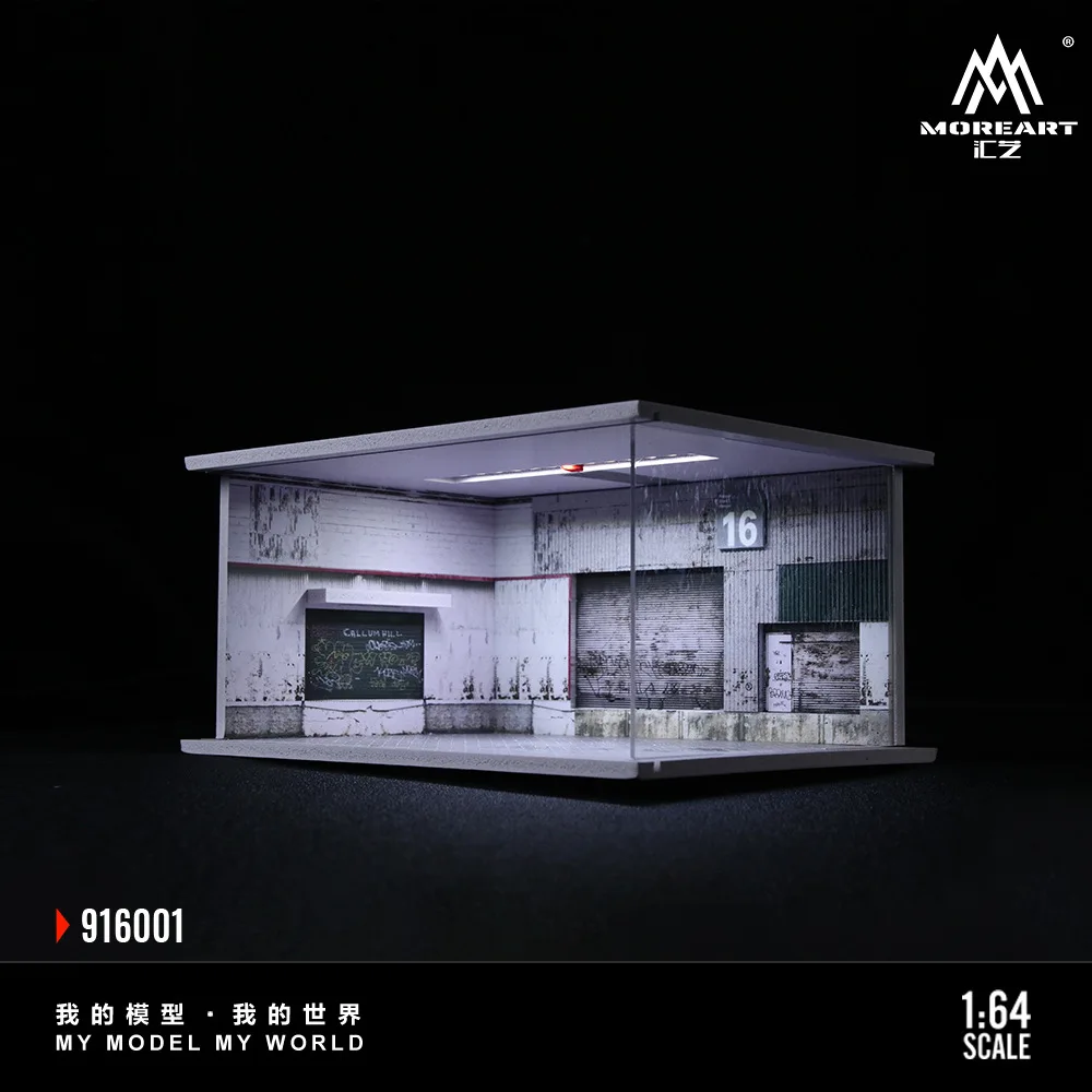 1/64 Scale Car Parking Lot Realistic Miniatures Garage Diorama Scenery Models Car Repair Shop Scene Display Car Garage Model Set