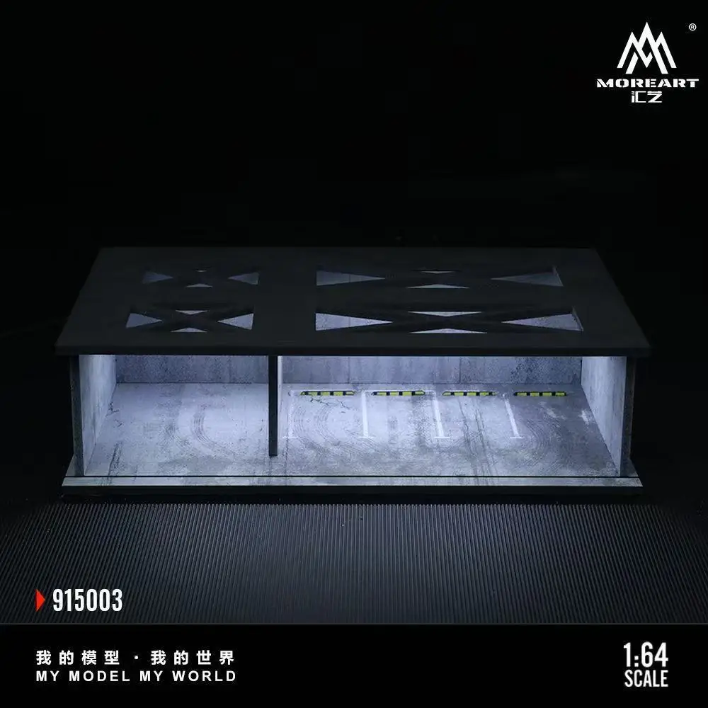 1/64 Scale Car Parking Lot Realistic Miniatures Garage Diorama Scenery Models Car Repair Shop Scene Display Car Garage Model Set