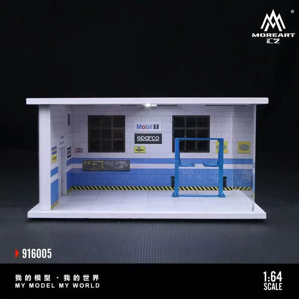 1/64 Scale Car Parking Lot Realistic Miniatures Garage Diorama Scenery Models Car Repair Shop Scene Display Car Garage Model Set