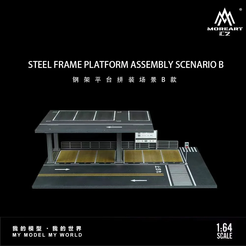 1/64 Scale Car Parking Lot Realistic Miniatures Garage Diorama Scenery Models Car Repair Shop Scene Display Car Garage Model Set