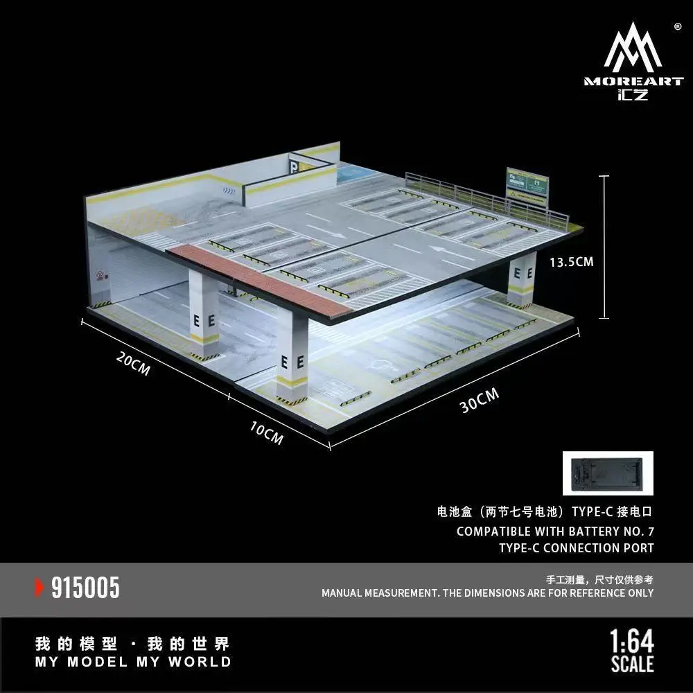 1/64 Scale Car Parking Lot Realistic Miniatures Garage Diorama Scenery Models Car Repair Shop Scene Display Car Garage Model Set