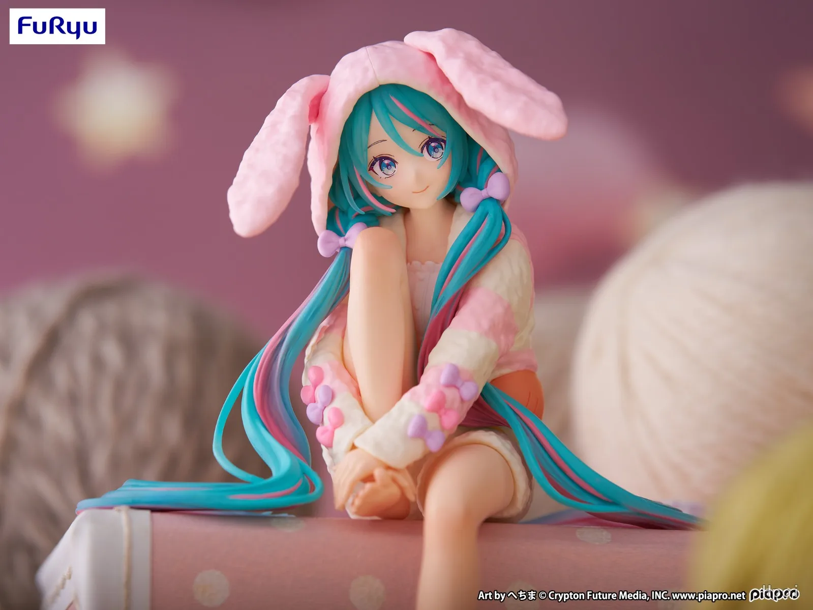 15CM Anime HATSUNE MIKU Figure Noodle Stopper Figure Rabbit Ear Pajamas Model Toy Doll Aciton Figure Collection Gift PVC
