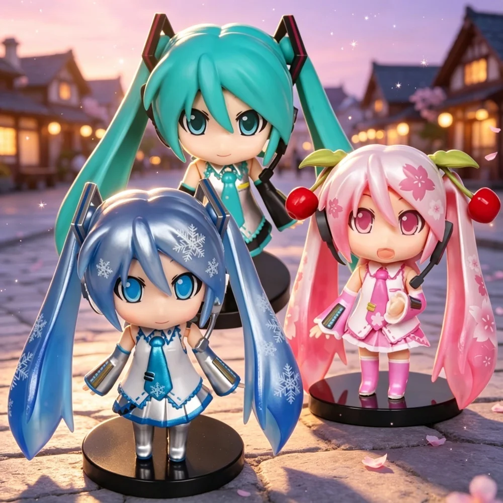 Hot Sold Hatsune Miku Figure Mini Character Ornaments Kawai Pink Green Hatsune Home Collection Desk Decoration Toy