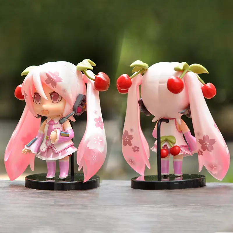 Hot Sold Hatsune Miku Figure Mini Character Ornaments Kawai Pink Green Hatsune Home Collection Desk Decoration Toy