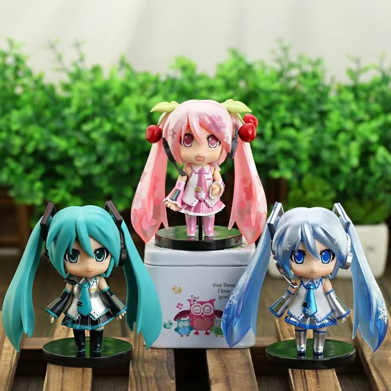 Hot Sold Hatsune Miku Figure Mini Character Ornaments Kawai Pink Green Hatsune Home Collection Desk Decoration Toy