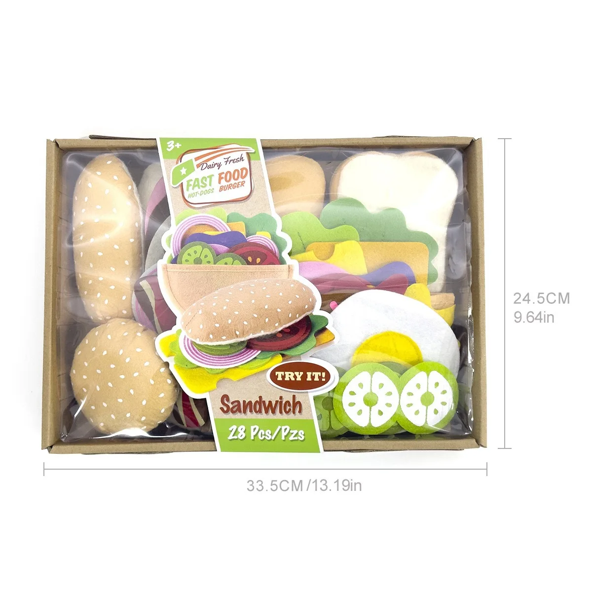 28PCS Felt Food Burger Sandwich Food Set Children Pretend Play Toys Food Sandwich Toys Children's Kitchen Role Playing Gifts