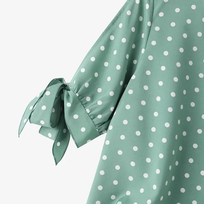 ZANZEA Woman Casual Polka Dots Printed Blouse Fashion Holiday Shirt Half Sleeve O-Neck Tunic Tops Elegant Party Chemise Oversize