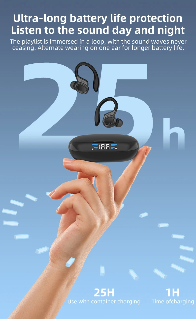 Original SP16 Sports Wireless Earphones over Ear Buds with Earhooks True Wireless Running In-Ear Headphones With Mic Otemkay