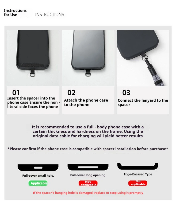 Adjustable Safety Anti-Lost Mobile Phone Lanyard Wrist Strap with Gasket Hanging Chain Durable Mobile Phone Case Accessory