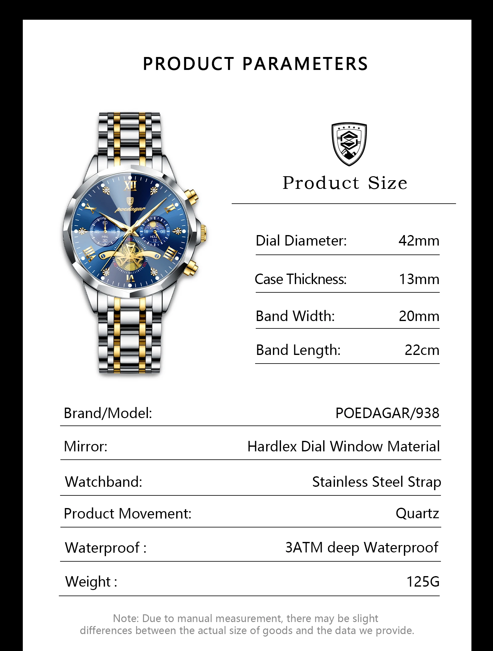 POEDAGAR Luxury Men Watch Top Original Waterproof Luminous Chronograph Man Wristwatch Stainless Steel Quartz Men's Watches Reloj