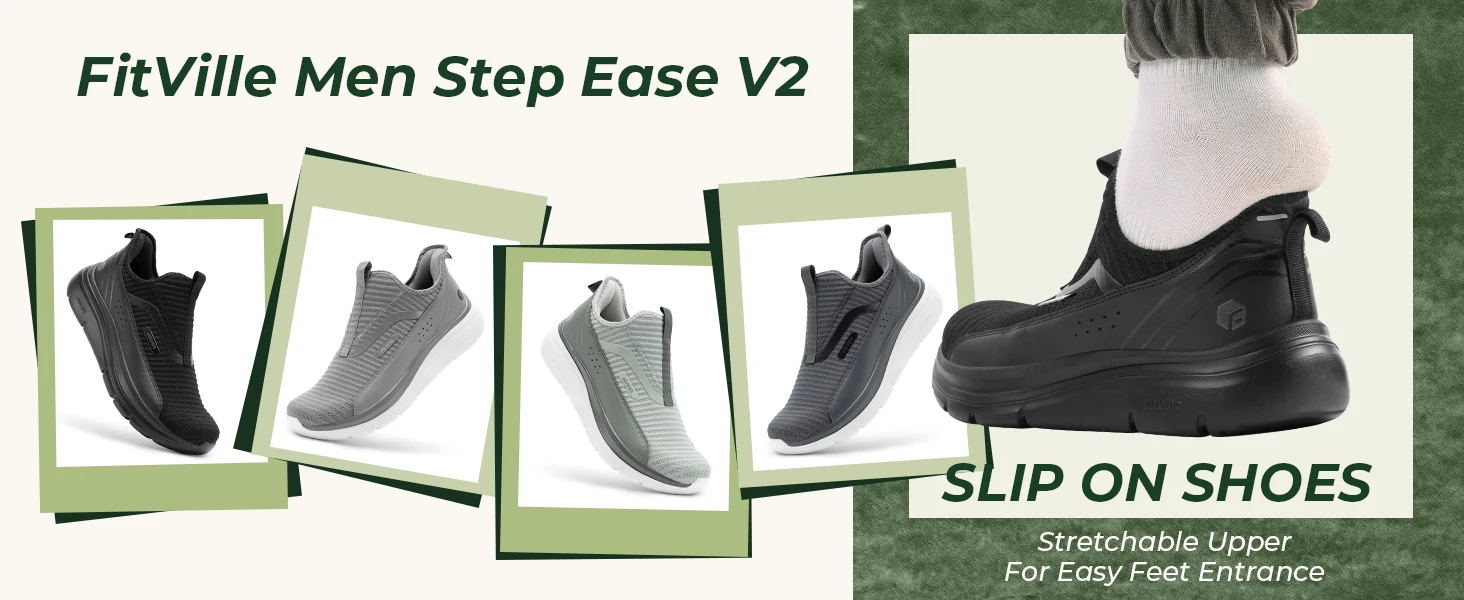 Fitville Wide Men's Shoes Fitness Walking Shoes Lightweight Breathable For Outdoor Casual Sports Running Shoes Sneaker