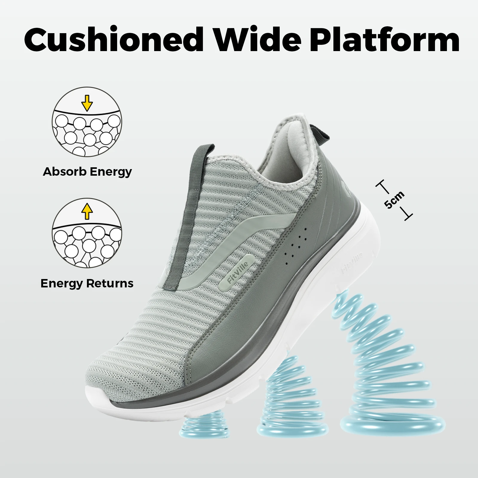 Fitville Wide Men's Shoes Fitness Walking Shoes Lightweight Breathable For Outdoor Casual Sports Running Shoes Sneaker