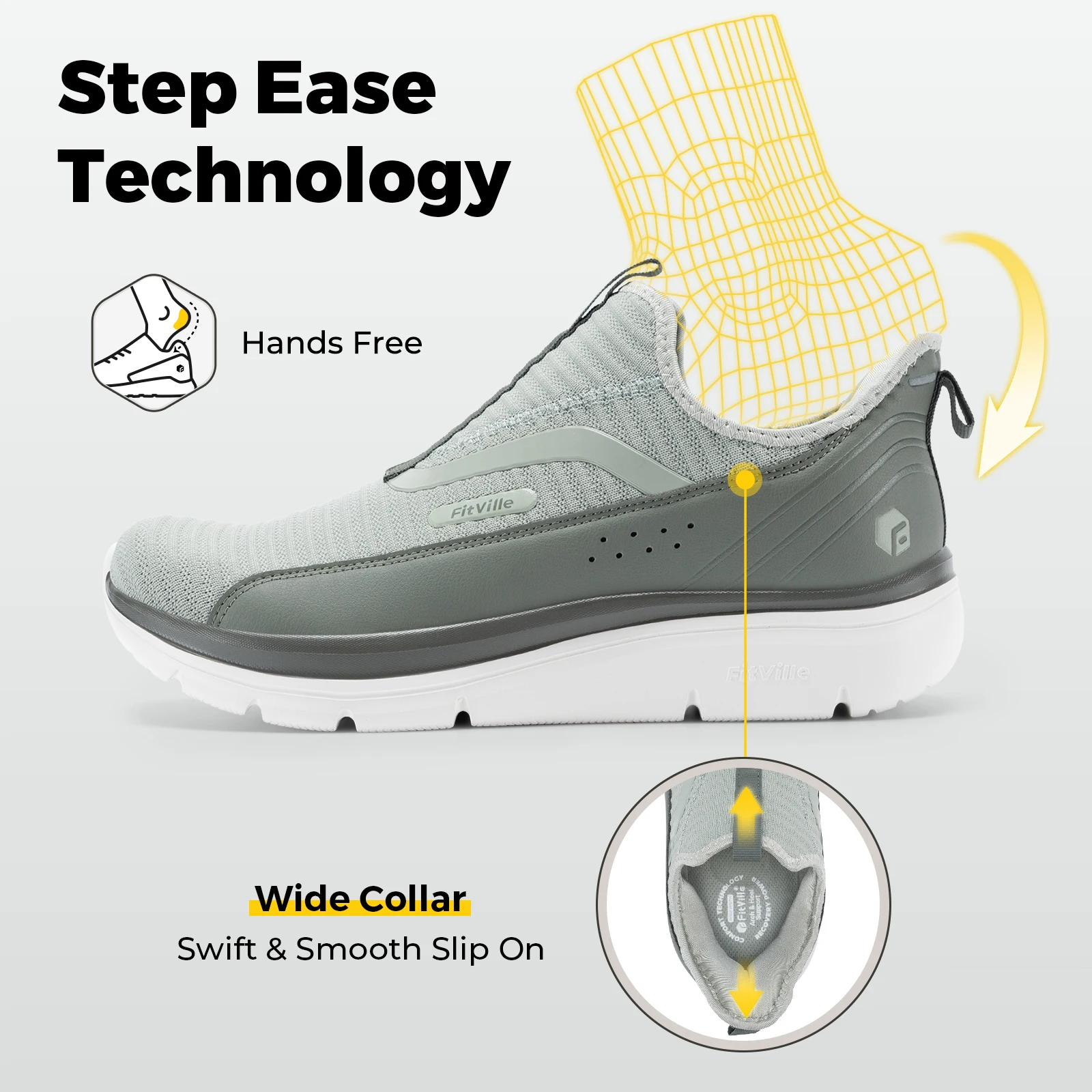 Fitville Wide Men's Shoes Fitness Walking Shoes Lightweight Breathable For Outdoor Casual Sports Running Shoes Sneaker