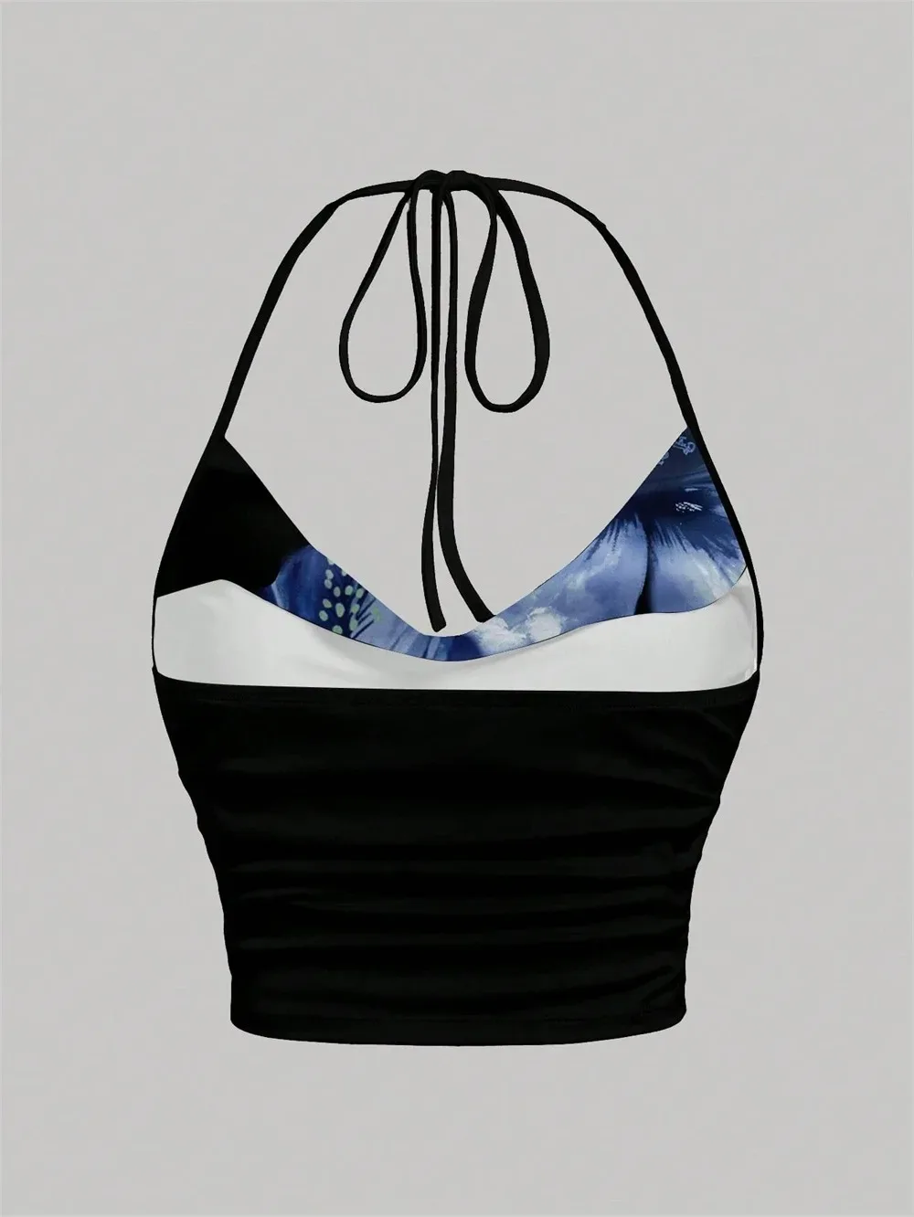 Tie-dye Print Halter Top for Women Y2K Clothes Sexy Backless Drape V-neck Crop Top Streetwear Summer Spice Girls Versatile Camis