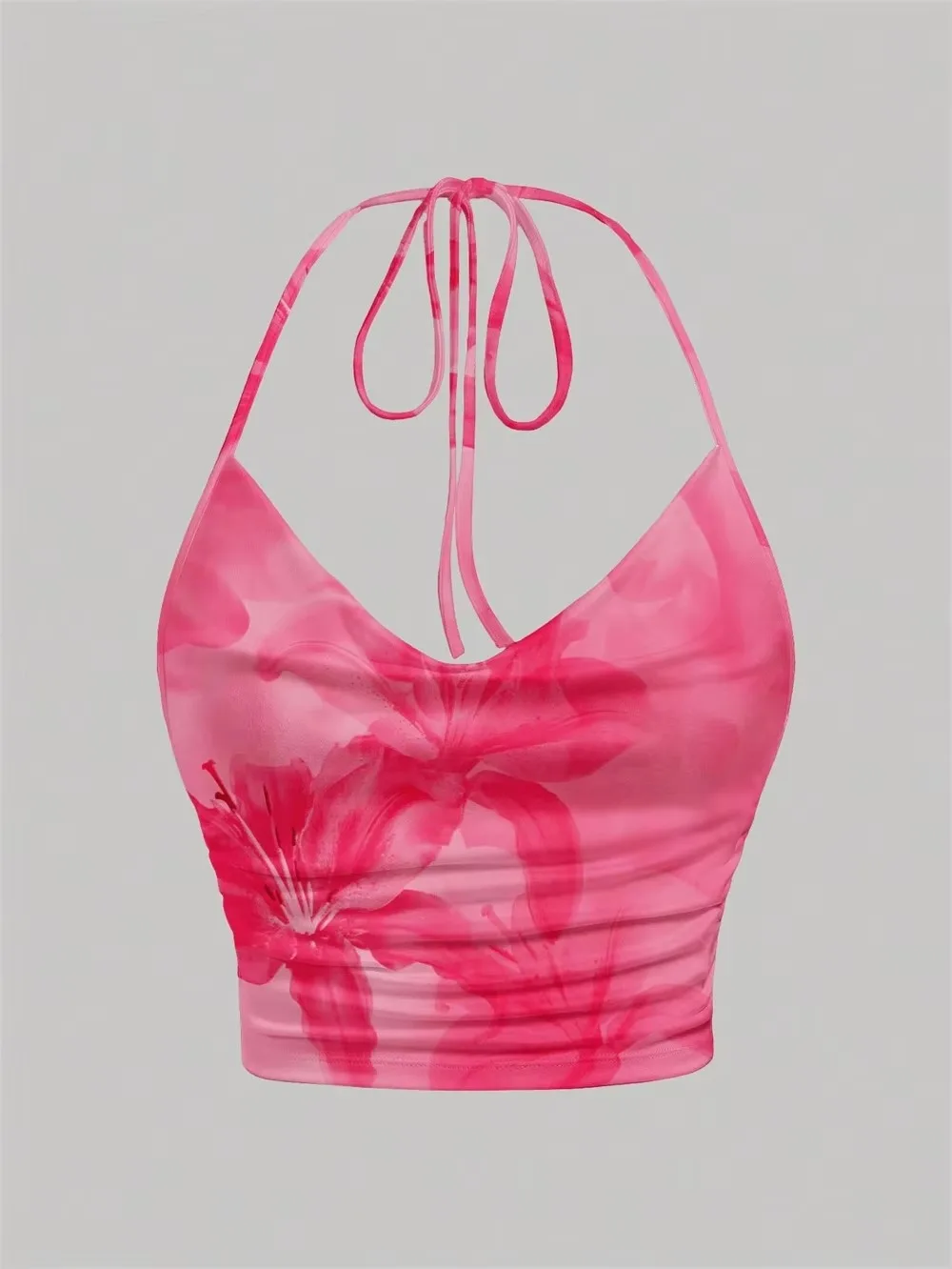 Tie-dye Print Halter Top for Women Y2K Clothes Sexy Backless Drape V-neck Crop Top Streetwear Summer Spice Girls Versatile Camis