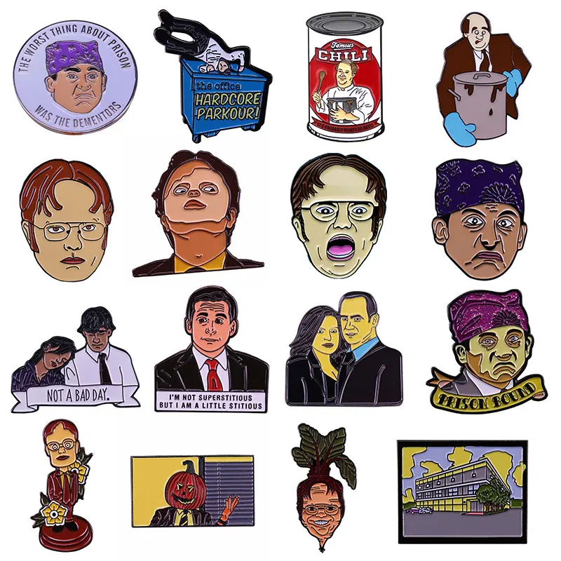 The Office US Enamel Pins Dunder Mifflin Metal Brooch Badge Fashion Jewellery Clothes Hat Backpack Accessory Gifts