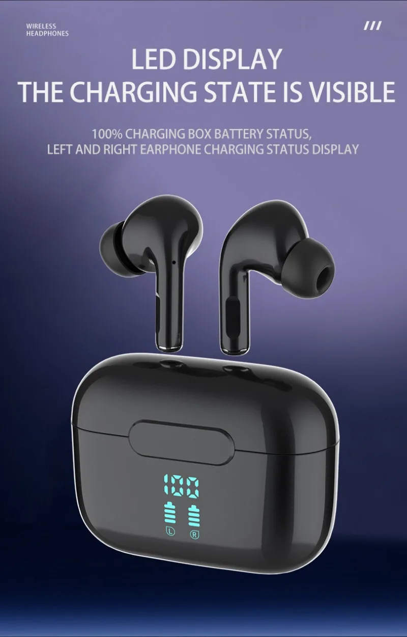 Wireless Bluetooth Earphones HIFI Stereo Sound ENC Headphones Power Display Earbuds For XIAOMI Samsung TWS Music Headset
