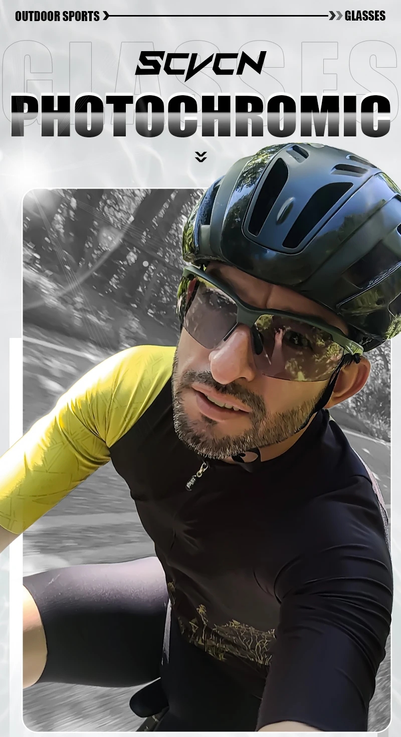 SCVCN Photochromic Cycling Glasses UV400 Outdoor Sports Running Men's Sunglasses Road MTB Bicycle Goggles Women Bike Eyewear