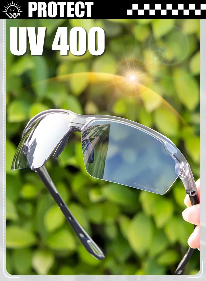 SCVCN Photochromic Cycling Glasses UV400 Outdoor Sports Running Men's Sunglasses Road MTB Bicycle Goggles Women Bike Eyewear