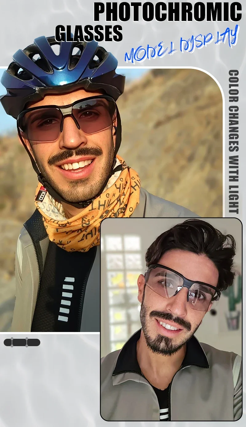SCVCN Photochromic Cycling Glasses UV400 Outdoor Sports Running Men's Sunglasses Road MTB Bicycle Goggles Women Bike Eyewear
