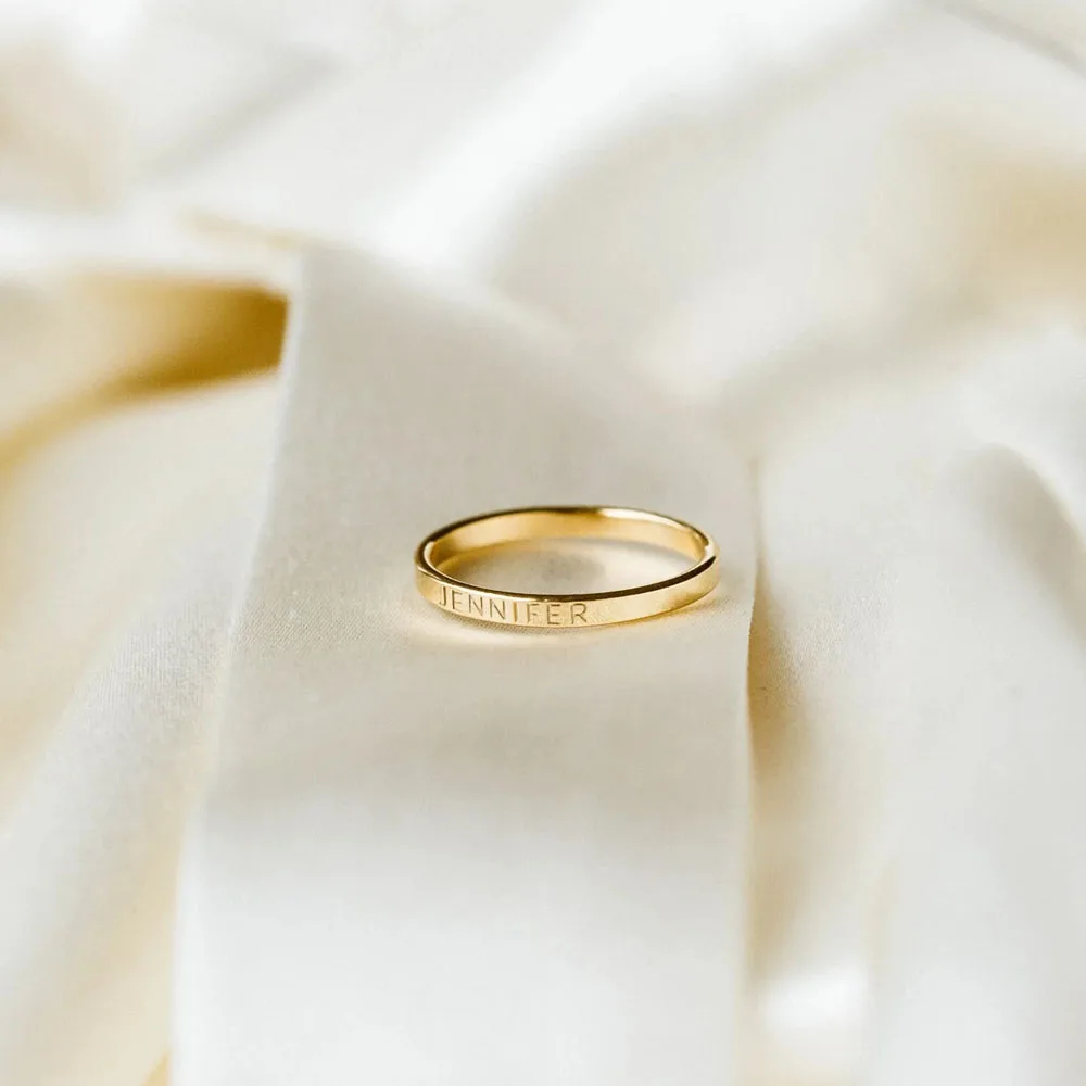 COOLTIME Personalized Custom Ring For Women Stainless Steel Gold Color Engrave Name Rings Anniversary Jewelry Gift Couple Mom
