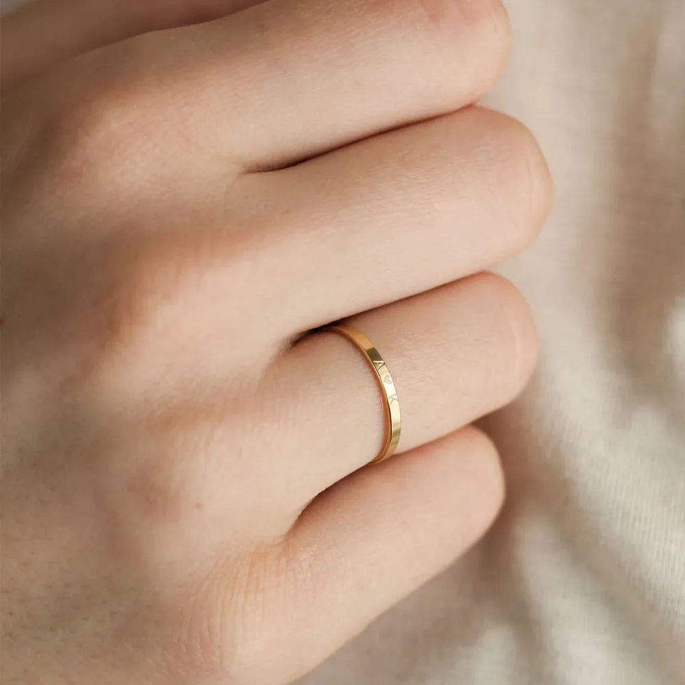 COOLTIME Personalized Custom Ring For Women Stainless Steel Gold Color Engrave Name Rings Anniversary Jewelry Gift Couple Mom