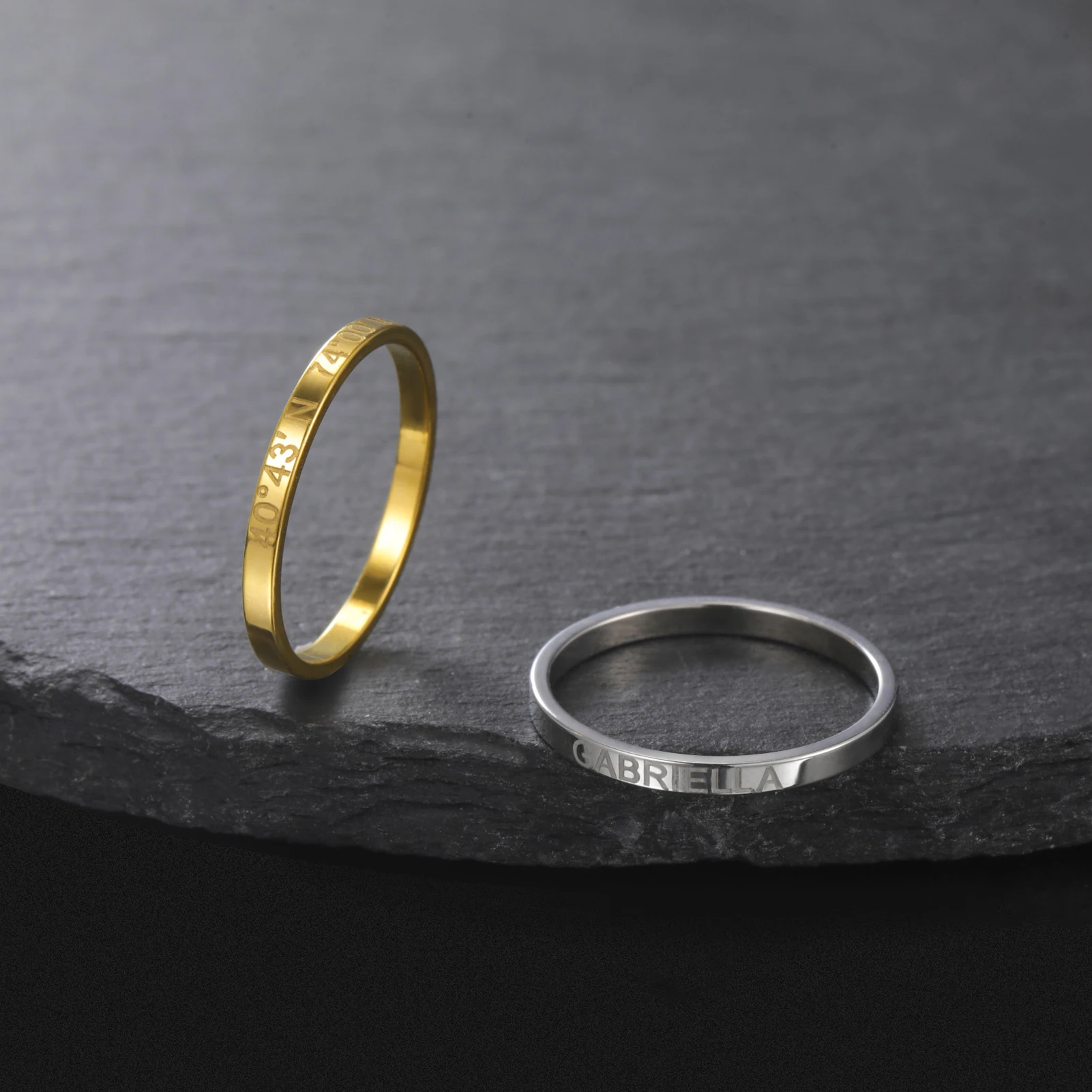 COOLTIME Personalized Custom Ring For Women Stainless Steel Gold Color Engrave Name Rings Anniversary Jewelry Gift Couple Mom
