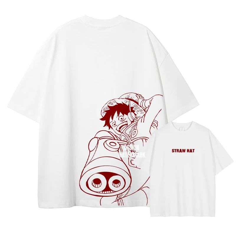 One Piece Straw Hat Pirates Unisex T-shirt 2026 Summer New Anime Double-sided Printed Casual Parent-child Short Sleeved Shirt