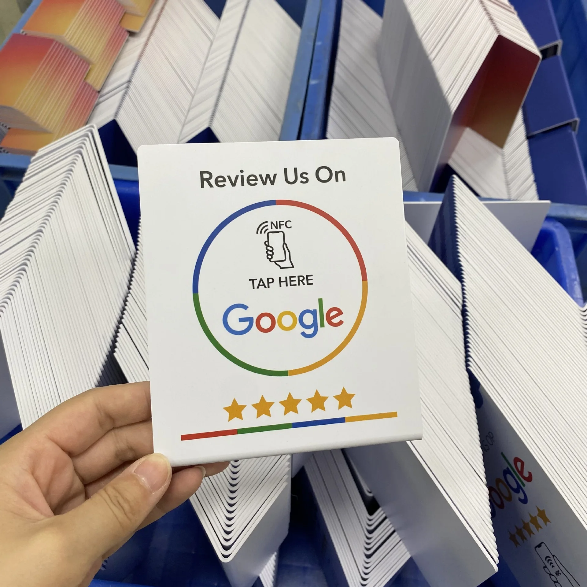 5YOA 13.56Mhz NFC Card Google Review programmable station table NFC Google Reviews display bending card standing brand bracket