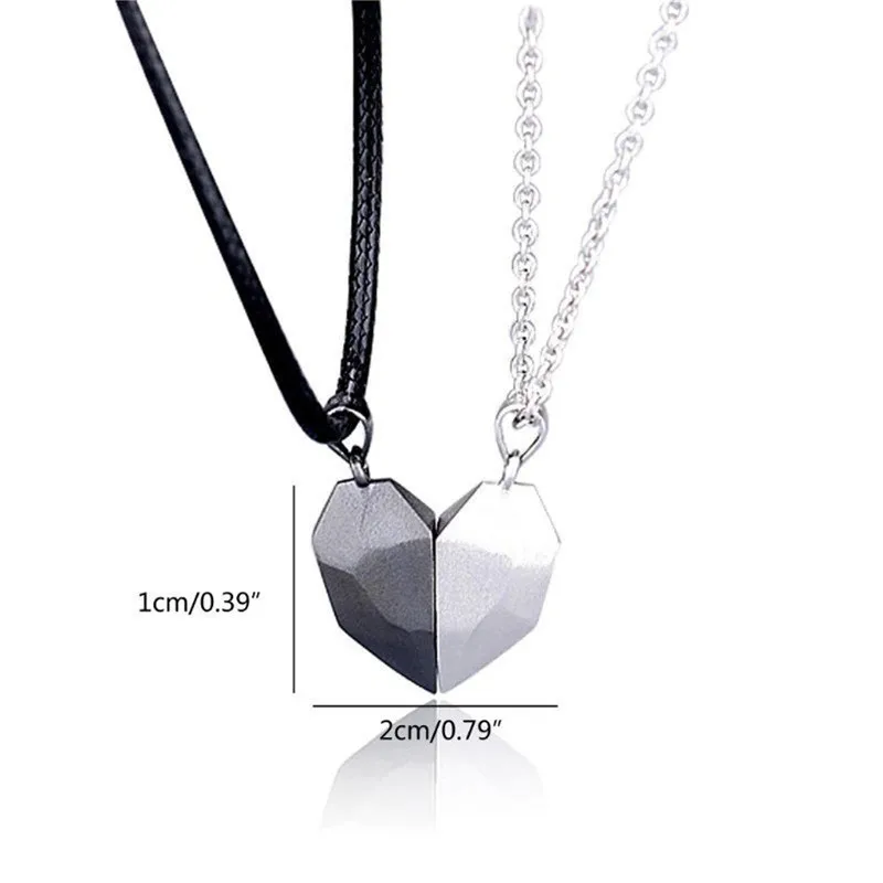 Love Magnet Couple Color Matching Necklace Simple Creative Wishing Stone Heartbreak Stitching-2 Pendant Men and Women