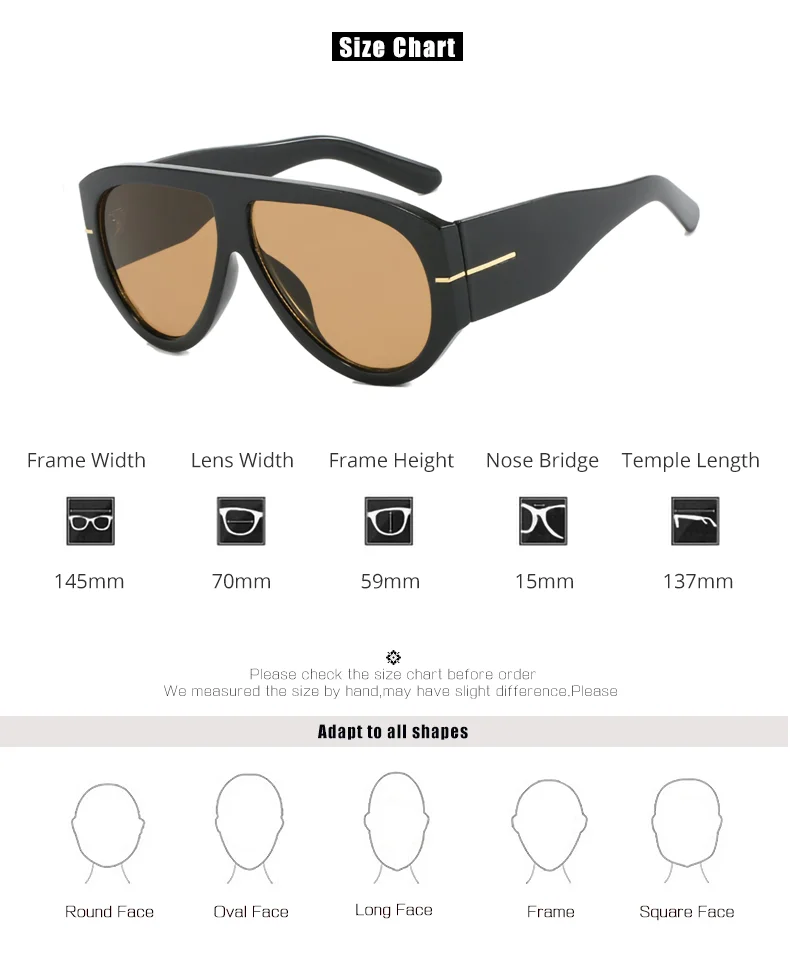 2026 Oversized Pilot Sunglasses for Women Men UV Protection Stylish Eyewear Thick Frame Unique Luxury Designer Sun Glasses Shade