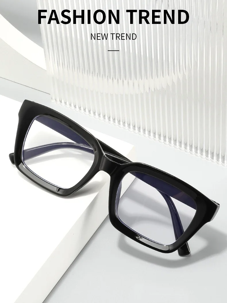 Women Anti Blue Light Glasses Oversized Frame Vintage Glasses Computer Eyewear Full Frame Transparent Eye Protection Eyepiece