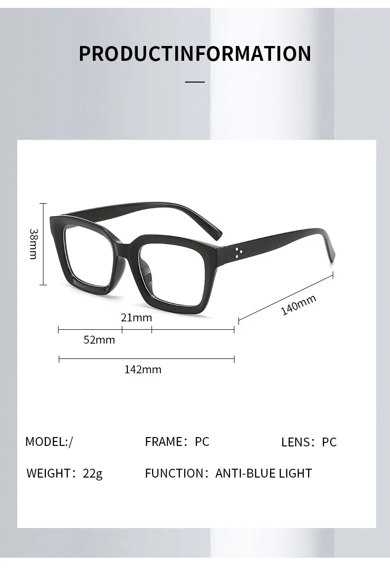 Women Anti Blue Light Glasses Oversized Frame Vintage Glasses Computer Eyewear Full Frame Transparent Eye Protection Eyepiece