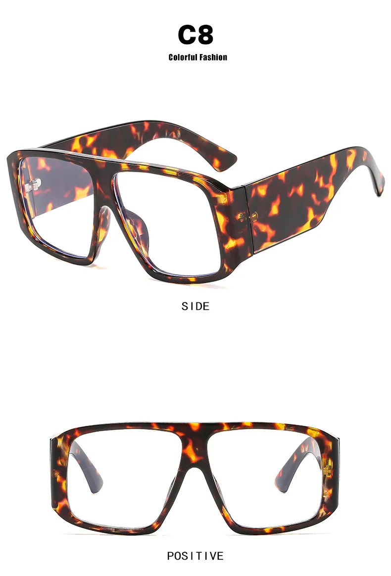 SO&EI Fashion Square Sunglasses Women Clear Gradient Shades UV400 Retro Men Wide Legs Trending Punk Sun Glasses