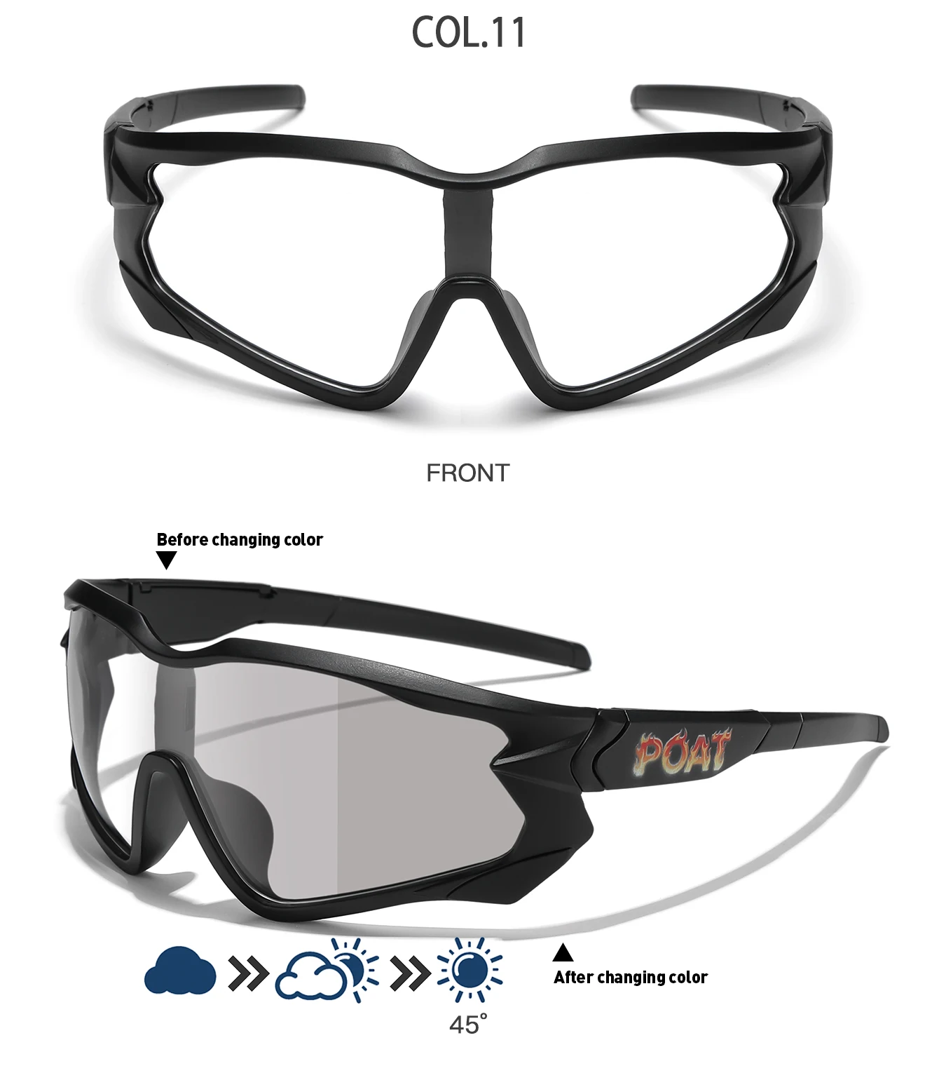 POAT Brand Men Women MTB Bike Bicycle Photochromic Eyewear Cycling Fishing Running Glasses New Style Sunglasses Sports