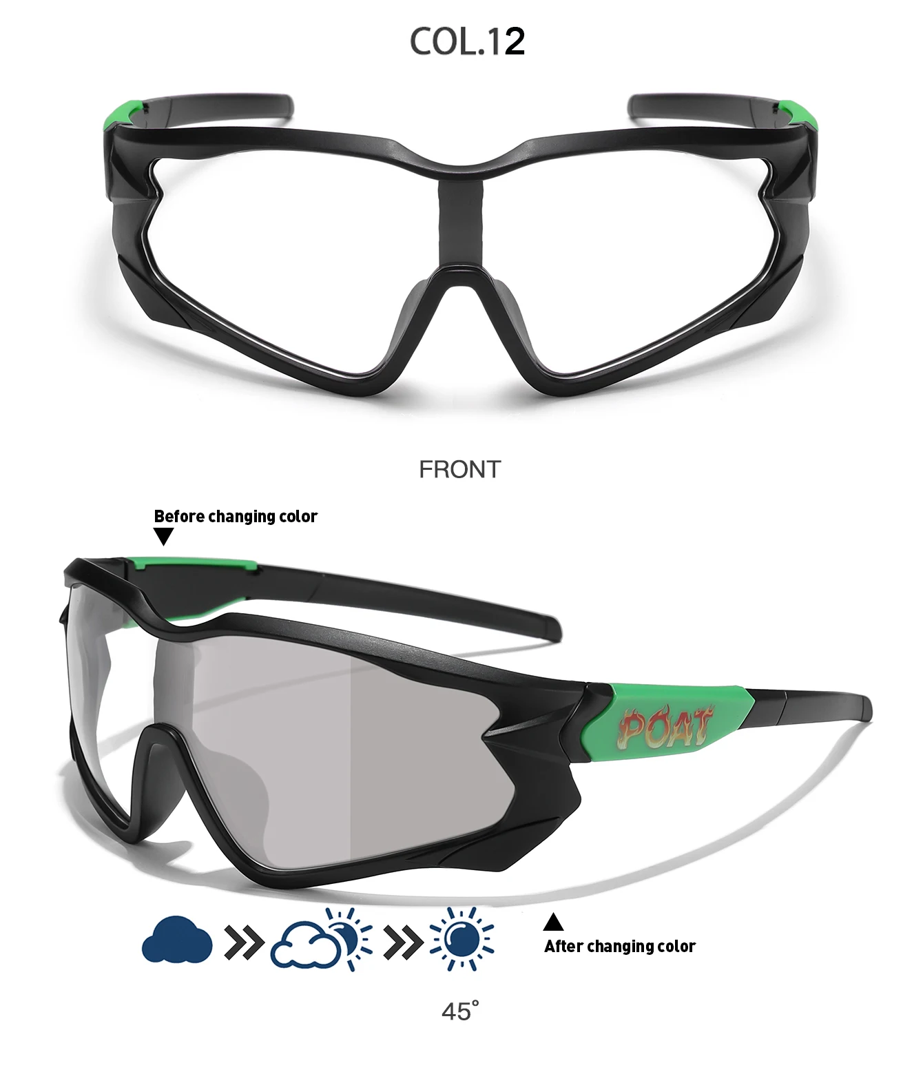 POAT Brand Men Women MTB Bike Bicycle Photochromic Eyewear Cycling Fishing Running Glasses New Style Sunglasses Sports