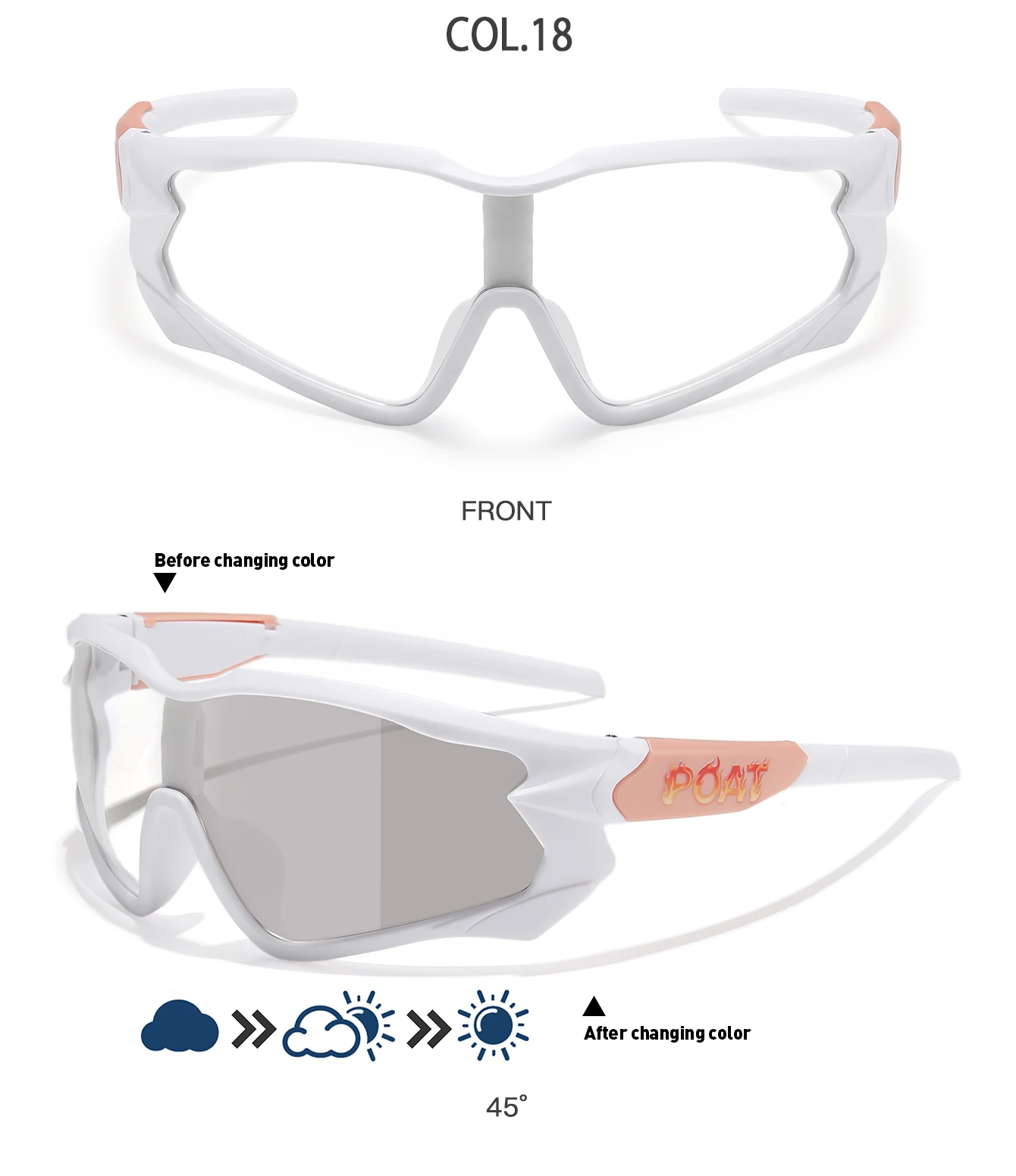 POAT Brand Men Women MTB Bike Bicycle Photochromic Eyewear Cycling Fishing Running Glasses New Style Sunglasses Sports